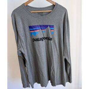 Patagonia Mens XL Tee Shirt Long Sleeve 100% Organic Cotton Classic Logo Top